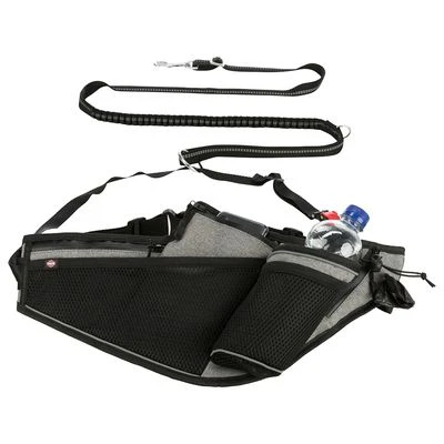 Correa De Jogging Con Cintur贸n Trixie Gris Y Negra Para Perros - Imagen 4