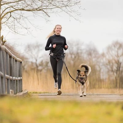 Correa De Jogging Con Cintur贸n Trixie Gris Y Negra Para Perros - Imagen 3