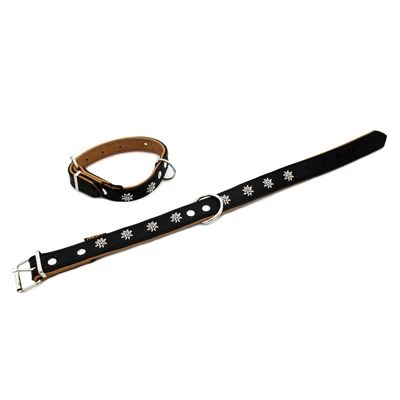 Collar De Cuero Heim Edelweiß Color Negro / Natural Para Perros - Imagen 2