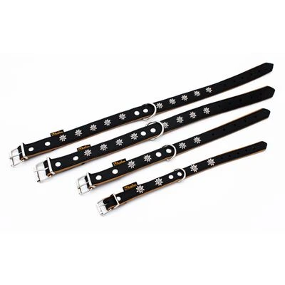 Collar De Cuero Heim Edelweiß Color Negro / Natural Para Perros - Imagen 4